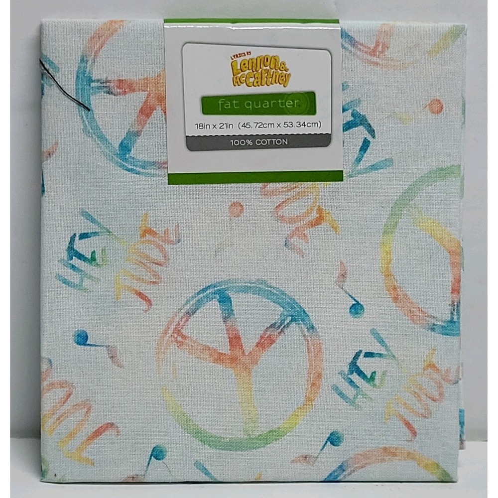 Beatles Lyrics to Lennon and McCartney 100% Cotton Fabric, 18" X 21" Fat Quarter